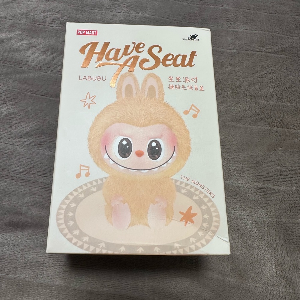 POP MART Have A Seat Labubu Plush Box - Peach/Light Brown